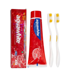 Aquawhite – Red Gel Max Toothpaste (150 Gms) With Free 2 Toothbrushes